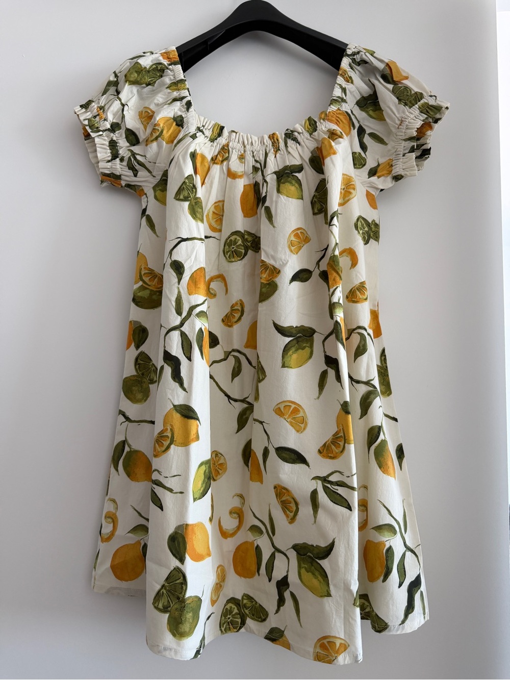 Citrus Print Off-Shoulder Summer Mini Dress